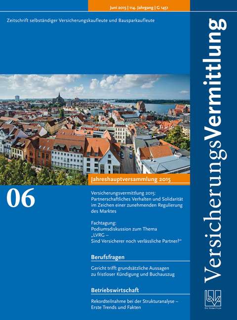 Cover der BVK Mitgliederzeitschrift VersicherungsVermittlung Ausgabe 6 | 2015