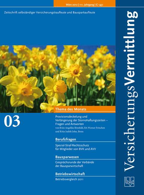 Cover der BVK Mitgliederzeitschrift VersicherungsVermittlung Ausgabe 3 | 2012
