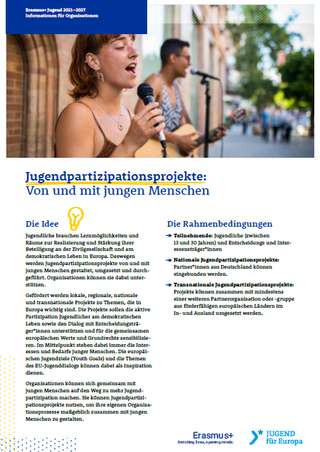 Factsheet zu Jugendpartizipationsprojekten in Erasmus+ Jugend für Organisationen