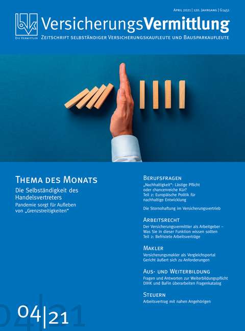 Cover der BVK Mitgliederzeitschrift VersicherungsVermittlung Ausgabe 4 | 2021