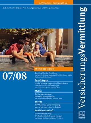 Cover der BVK Mitgliederzeitschrift VersicherungsVermittlung Ausgabe Juli/Aug. | 2015