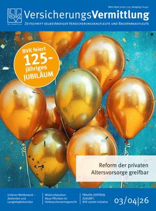 Cover der BVK Mitgliederzeitschrift VersicherungsVermittlung Ausgabe März/April | 2026