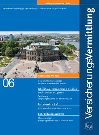 Cover der BVK Mitgliederzeitschrift VersicherungsVermittlung Ausgabe Juni | 2011
