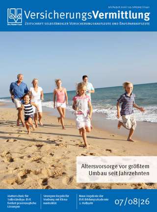 Cover der BVK Mitgliederzeitschrift VersicherungsVermittlung Ausgabe Juli/August | 2026
