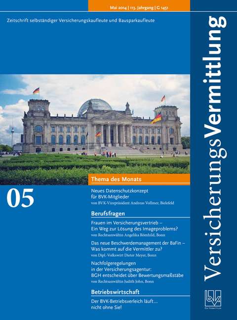 Cover der BVK Mitgliederzeitschrift VersicherungsVermittlung Ausgabe 5 | 2014