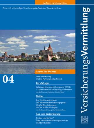 Cover der BVK Mitgliederzeitschrift VersicherungsVermittlung Ausgabe April | 2015