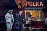 Jan Martiník (Ashby), Michael Volle (Jack Rance), Viktor Rud (Happy), Florian Hoffmann (Harry) und Anja Kampe (Minnie)