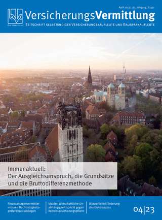 Cover der BVK Mitgliederzeitschrift VersicherungsVermittlung Ausgabe April | 2023