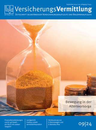 Cover der BVK Mitgliederzeitschrift VersicherungsVermittlung Ausgabe September | 2024