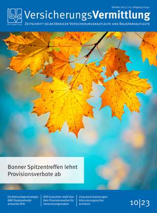 Cover der BVK Mitgliederzeitschrift VersicherungsVermittlung Ausgabe Oktober | 2023