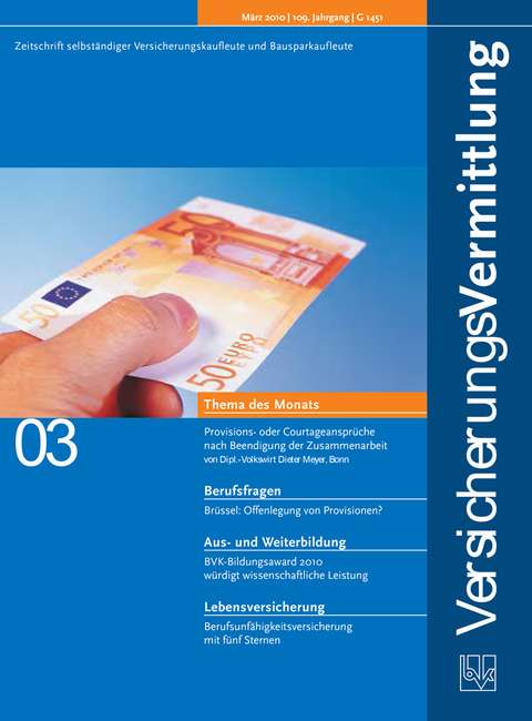 Cover der BVK Mitgliederzeitschrift VersicherungsVermittlung Ausgabe 3 | 2010