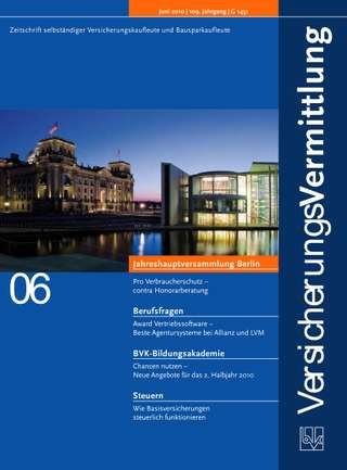 Cover der BVK Mitgliederzeitschrift VersicherungsVermittlung Ausgabe Juni | 2010