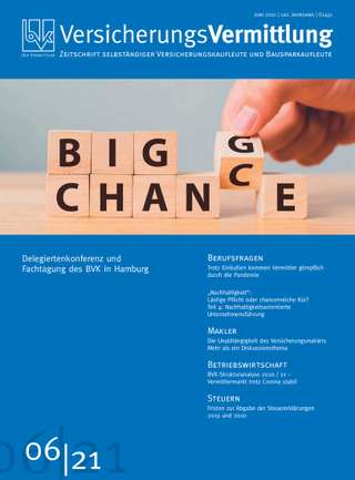 Cover der BVK Mitgliederzeitschrift VersicherungsVermittlung Ausgabe Juni | 2021
