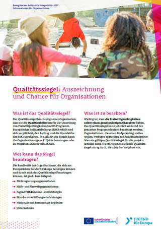 Factsheet zum Qualitätssiegel im Europäischen Solidaritätskorps
