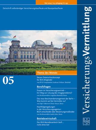 Cover der BVK Mitgliederzeitschrift VersicherungsVermittlung Ausgabe Mai | 2014