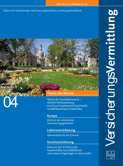 Cover der BVK Mitgliederzeitschrift VersicherungsVermittlung Ausgabe 4 | 2011