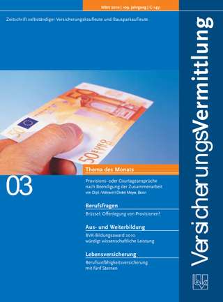 Cover der BVK Mitgliederzeitschrift VersicherungsVermittlung Ausgabe März | 2010