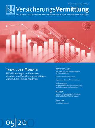 Cover der BVK Mitgliederzeitschrift VersicherungsVermittlung Ausgabe Mai | 2020