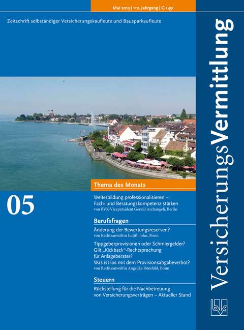 Cover der BVK Mitgliederzeitschrift VersicherungsVermittlung Ausgabe 5 | 2013