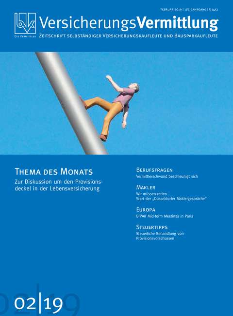 Cover der BVK Mitgliederzeitschrift VersicherungsVermittlung Ausgabe 2 | 2019