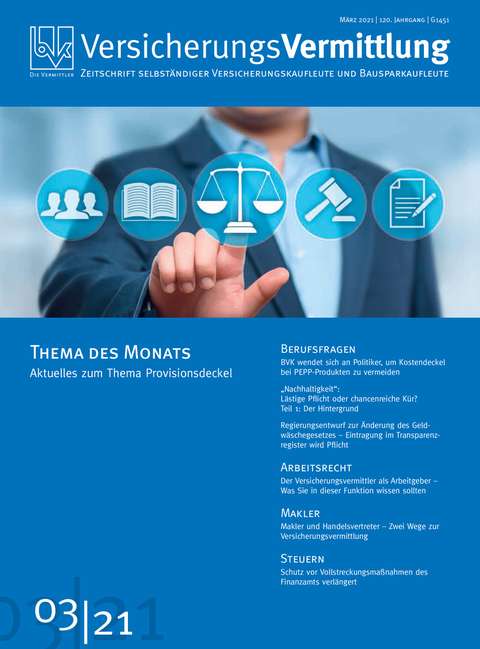 Cover der BVK Mitgliederzeitschrift VersicherungsVermittlung Ausgabe 3 | 2021