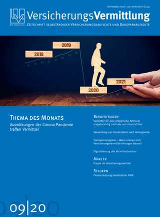 Cover der BVK Mitgliederzeitschrift VersicherungsVermittlung Ausgabe September | 2020