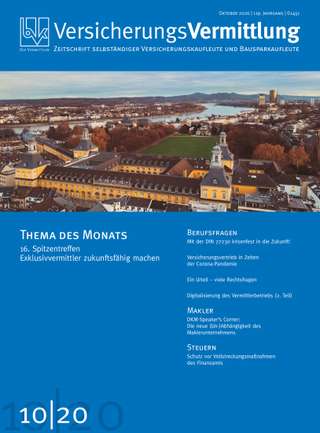 Cover der BVK Mitgliederzeitschrift VersicherungsVermittlung Ausgabe Oktober | 2020