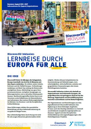 Fact Sheet zu DiscoverEU Inklusion in Erasmus+ Jugend