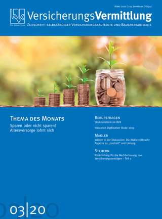 Cover der BVK Mitgliederzeitschrift VersicherungsVermittlung Ausgabe März | 2020