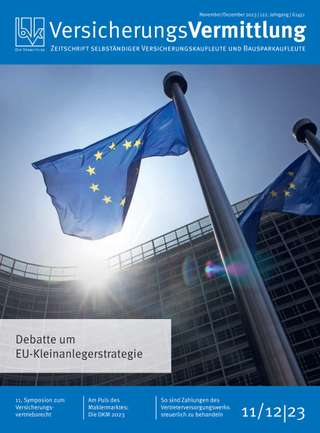 Cover der BVK Mitgliederzeitschrift VersicherungsVermittlung Ausgabe November/Dezember | 2023