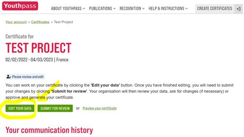 Screenshot of 'Edit your data' view