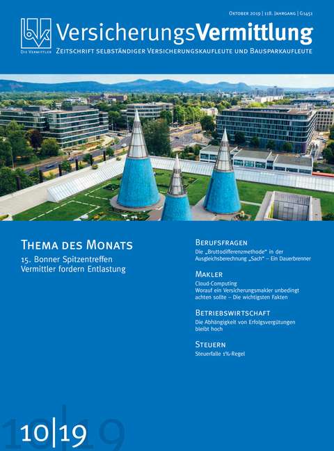 Cover der BVK Mitgliederzeitschrift VersicherungsVermittlung Ausgabe 10 | 2019