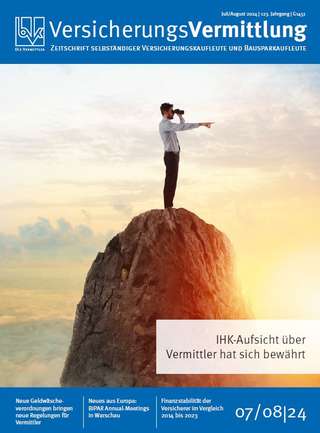 Cover der BVK Mitgliederzeitschrift VersicherungsVermittlung Ausgabe Juli/August | 2024