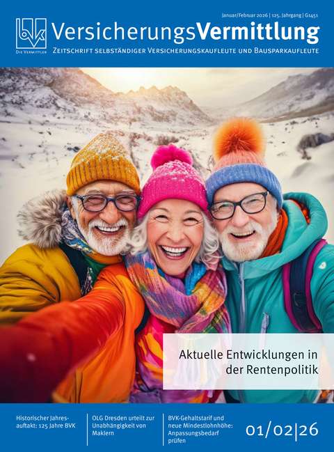 Cover der BVK Mitgliederzeitschrift VersicherungsVermittlung Ausgabe 1/2 | 2026