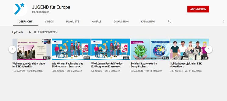 Vorschaubild auf den Youtube-Kanal von JUGEND für Europa