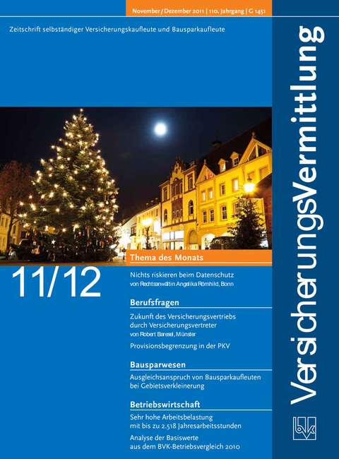Cover der BVK Mitgliederzeitschrift VersicherungsVermittlung Ausgabe 11/12 | 2011
