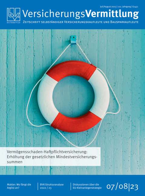 Cover der BVK Mitgliederzeitschrift VersicherungsVermittlung Ausgabe 7/8 | 2023