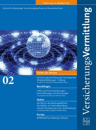 Cover der BVK Mitgliederzeitschrift VersicherungsVermittlung Ausgabe Februar | 2015