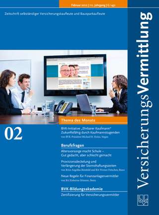 Cover der BVK Mitgliederzeitschrift VersicherungsVermittlung Ausgabe Februar | 2012