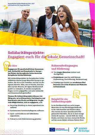 Factsheet zu den Solidaritätsprojekten im ESK für junge Menschen