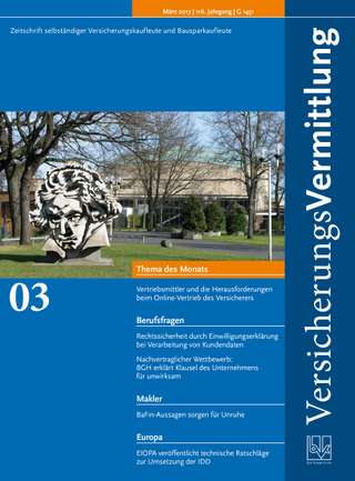 Cover der BVK Mitgliederzeitschrift VersicherungsVermittlung Ausgabe März | 2017