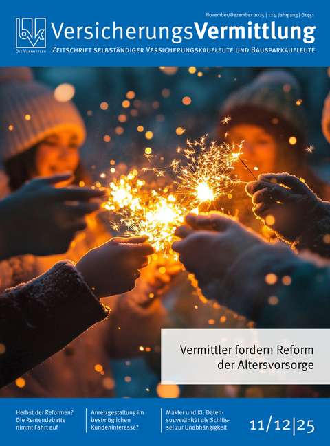Cover der BVK Mitgliederzeitschrift VersicherungsVermittlung Ausgabe 11/12 | 2025