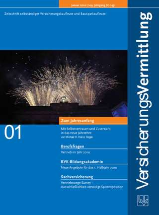 Cover der BVK Mitgliederzeitschrift VersicherungsVermittlung Ausgabe Januar | 2010