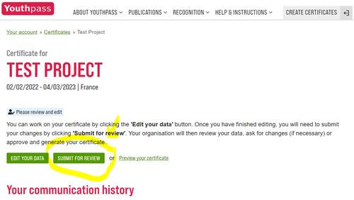 Screenshot of 'Submit for review' view