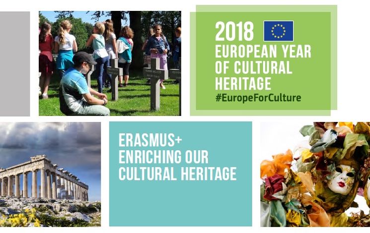 Titelbild der englischen Broschüre Erasmus+. Enriching our cultural heritage