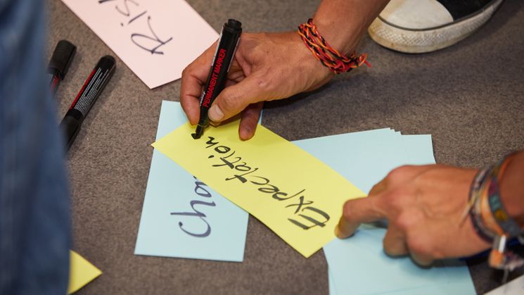 Moderationskarte mit Aufschrift "Expectations"