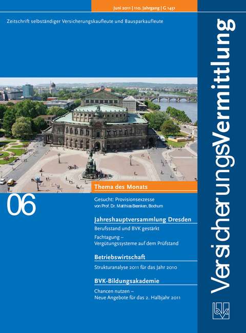Cover der BVK Mitgliederzeitschrift VersicherungsVermittlung Ausgabe 6 | 2011