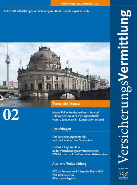 Cover der BVK Mitgliederzeitschrift VersicherungsVermittlung Ausgabe 2 | 2018