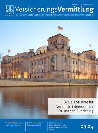 Cover der BVK Mitgliederzeitschrift VersicherungsVermittlung Ausgabe März | 2024