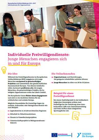 Factsheet zum Individuellen Freiwilligendienst im Europäischen Solidaritätskorps